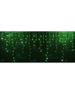 Гирлянда светодиодная Бахрома зеленая с мерцанием 220B LED провод прозрачный IP54 Rich led