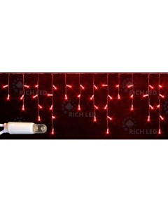 Гирлянда светодиодная Бахрома красная 220B LED провод черный IP65 Rich led