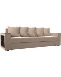 Диван прямой Дубай лайт полки слева (велюр бежевый) 114368L Лига диванов