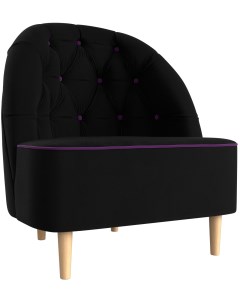 Кресло Амиса основа микровельвет черный кант микровельвет фиолетовый 110054 Лига диванов