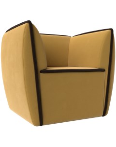 Кресло Бергамо основа микровельвет желтый кант микровельвет коричневый 112003 Лига диванов