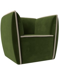 Кресло Бергамо основа микровельвет зеленый кант микровельвет бежевый 112001 Лига диванов