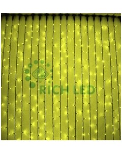 Гирлянда светодиодная Занавес желтая с мерцанием 220B LED провод прозрачный IP54 Rich led