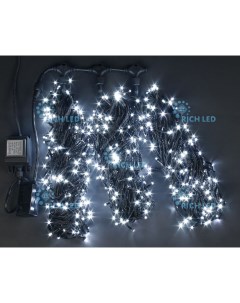 Гирлянда светодиодная белая режимов свечения 24B LED провод черный IP54 Rich led