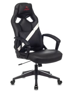 Кресло игровое DRIVER черный белый эко кожа с подголов крестовина пластик Zombie