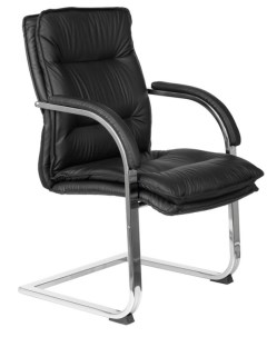 Кресло T 9927SL LOW V черный кожа низк спин полозья металл хром Бюрократ