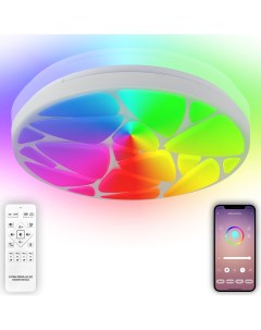 Потолочная светодиодная люстрас пультом и управлением смартфоном с подсветкой 80W 83120 Colorful RGB Natali kovaltseva