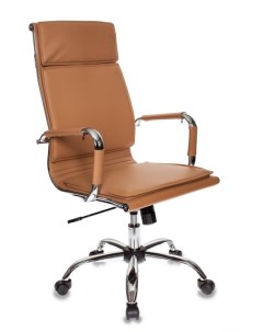 Кресло руководителя Ch 993 светло коричневый эко кожа крестовина металл хром Бюрократ