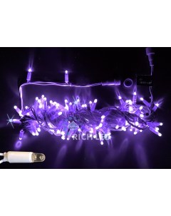 Гирлянда светодиодная фиолетовая с мерцанием 24B LED провод прозрачный IP65 Rich led