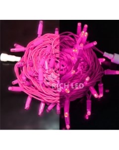 Гирлянда светодиодная розовая постоянного свечения 220B LED провод Розовый IP65 Rich led
