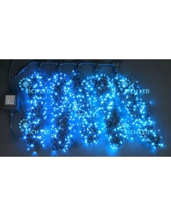 Гирлянда светодиодная синяя постоянного свечения 24B LED провод черный IP54 Rich led