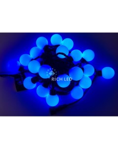 Гирлянда светодиодная синяя постоянного свечения 220B LED провод черный IP65 Rich led