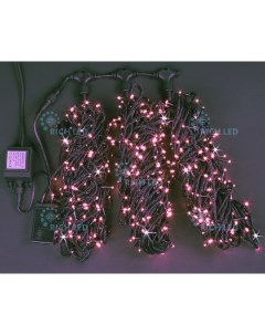 Гирлянда светодиодная розовая с мерцанием 24B LED провод черный IP54 Rich led