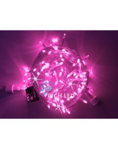 Гирлянда светодиодная розовая с мерцанием 24B LED провод прозрачный IP54 Rich led