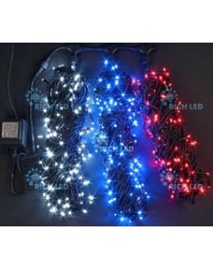 Гирлянда светодиодная триколор режимов свечения 24B LED провод черный IP54 Rich led