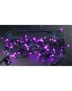 Гирлянда светодиодная розовая режимов свечения 220B LED провод черный IP54 Rich led
