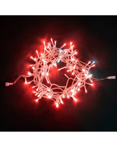 Гирлянда Нить 10м Красная с Мерцанием Белого Диода 220В, LED, Провод Прозрачный ПВХ, IP54 Laitcom