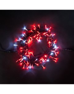 Гирлянда Нить 10м Красная с Мерцанием Белого Диода 24В, LED, Провод Черный ПВХ, IP54 Laitcom