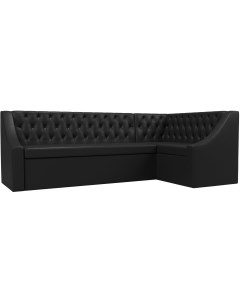 Кухонный угловой диван Мерлин правый (экокожа черная) 100461 Лига диванов