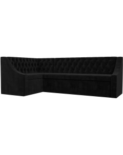 Кухонный угловой диван Мерлин левый (велюр черный) 109429L Лига диванов