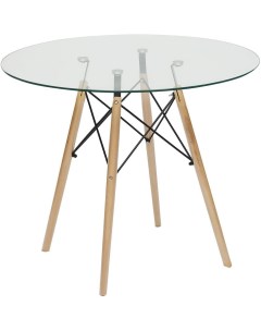 Стол на 4 персоны (mod.80GLASS) прозрачный (металл/стекло)  (круглая столешница, 4 ножки) Tetchair