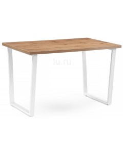 Стол Лота Лофт 120 25 мм белый матовый/дуб вотан 489646 (прямоугольная столешница, I I-образная опора) Notta