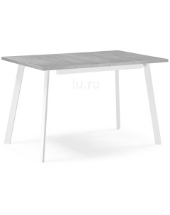 Стол с вставкой раскладной Колон Лофт 120 25 мм бетон/белый матовый 489645 (прямоугольная столешница, 4 ножки) Notta