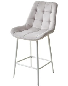 Полубарный стул ХОФМАН цвет H 09 Светло серый велюр белый каркас H 63cm М-city