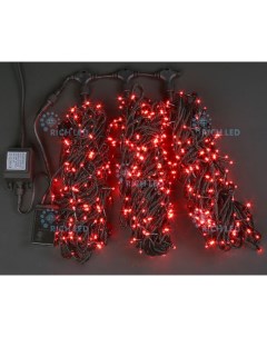 Гирлянда светодиодная красная режимов свечения 24B LED провод черный IP54 Rich led
