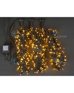 Гирлянда светодиодная желтая режимов свечения 24B LED провод черный IP54 Rich led