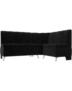 Кухонный угловой диван Кантри правый (велюр черный) 106845 Лига диванов