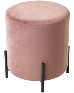Пуф для гостиной круглый розовый 15 велюр черный каркас М-city