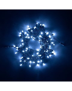 Гирлянда Нить с Колпачком 10м Белая Мерцанием Белого Диода 24В, LED, Провод Черный ПВХ, IP65 Laitcom
