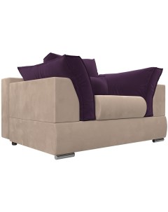 Кресло Пекин основа велюр бежевый подушки велюр фиолетовый 116009 Лига диванов