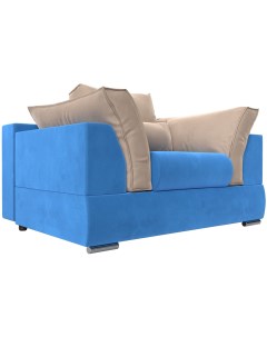 Кресло Пекин основа велюр голубой подушки велюр бежевый 116012 Лига диванов