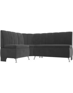 Кухонный угловой диван Кантри левый (велюр серый) 106844L Лига диванов