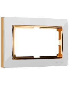 Рамка для двойной розетки белый золото a051653 Werkel
