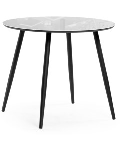 Стеклянный стол Абилин 90х76 ультра белое стекло черный черный матовый 516540 Woodville