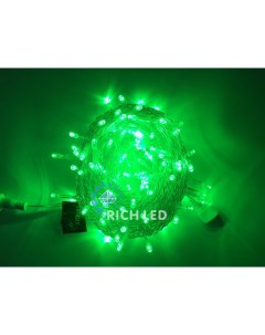 Гирлянда светодиодная зеленая постоянного свечения 220B LED провод прозрачный IP54 Rich led