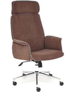 Кресло компьютерное с тканевой обивкой с мягкими подлокотниками коричневый (флок) Tetchair