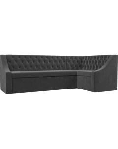 Кухонный угловой диван Мерлин правый (велюр серый) 109428 Лига диванов