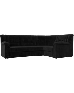 Угловой диван Карелия правый (велюр черный) 113347 Лига диванов