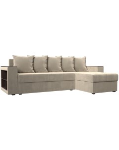 Угловой диван Дубай Лайт правый угол (Микровельвет бежевый) 114163 Лига диванов