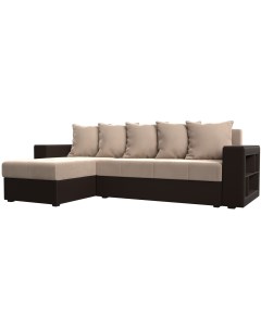 Угловой диван Дубай Лайт левый угол (Велюр бежевый) 114159L Лига диванов