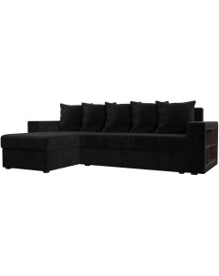 Угловой диван Дубай Лайт левый угол (Велюр черный) 114153L Лига диванов