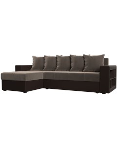 Угловой диван Дубай Лайт левый угол (Велюр коричневый) 114156L Лига диванов