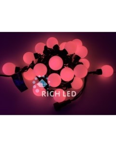 Гирлянда светодиодная красная 220B LED провод черный IP65 Rich led