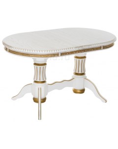 Деревянный стол Женева молочный с золотой патиной 406085 Woodville
