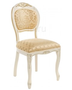 Деревянный стул для гостиной деревянный с высокой спинкой Лауро патина золото / бежевый тесьма 11 371810 Woodville