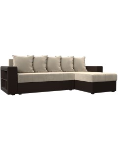 Угловой диван Дубай Лайт правый угол (Микровельвет бежевый,коричневый) 114182 Лига диванов